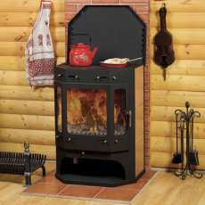 Печь-камин Бавария с плитой аква фото в Орше