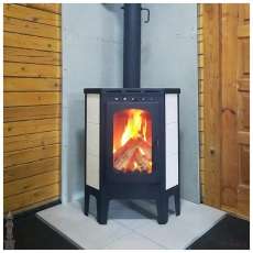 Стальной камин Бавария угловая Амазонка бай фото в интерьере в Орше