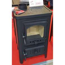 Чугунный камин со стеклом Бавария Оптима Чугун с плитой фото в интерьере в Орше