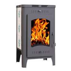 Стальной камин Бавария Оптима Незабудка со стеклом фото в Орше