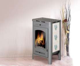 Печь-камин Бавария Оптима Незабудка со стеклом фото в Орше