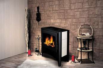Печь-камин Бавария Эко с плитой 2 конфорки фото в интерьере в Орше
