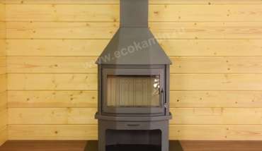 Печь-камин со стеклом Бавария Мюнхен пристенно-угловой графит фото в Орше