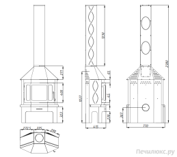 Стальной камин Бавария Мюнхен со стеклом угловой чёрный (без перемычки) фото габариты в Орше