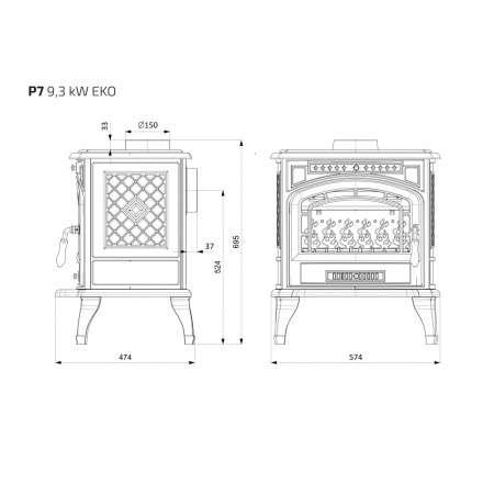Купить Печь-камин Kawmet P7 (9.3 кВт) EKO в интерьере чугунный в Орше фото в Орше