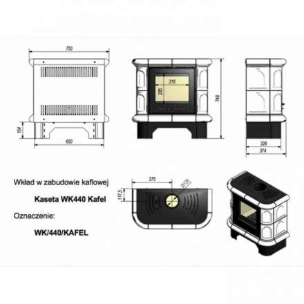 Купить кафельную печь камин Kratki WK/440/KAFEL/CZ Амазонка бай фото в Орше