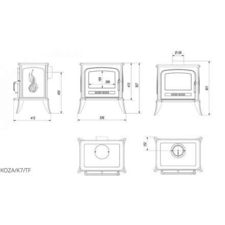 Купить Печь-камин чугунный Kratki Koza K7 с турбиной в Орше Амазонка бай фото в Орше