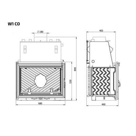 Каминная топка Kawmet W1CO 18,7 кВт с водяным контуром в Орше