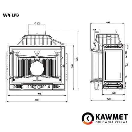 Каминная топка Kawmet W4PLB-14,5 кВт в Орше