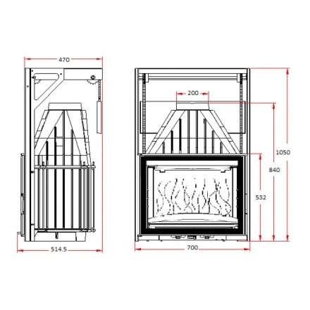 Каминная топка Invicta 700 Grand Angle с подъёмом в Орше