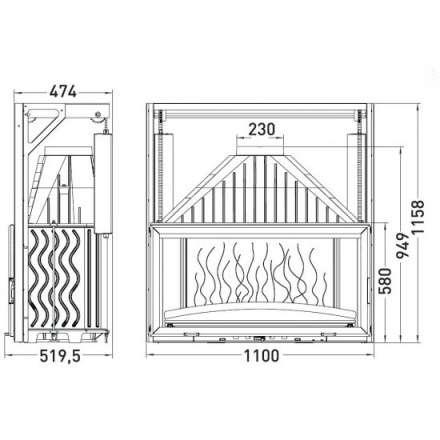 Каминная топка Invicta 1100 Grand Vision с подъёмом в Орше