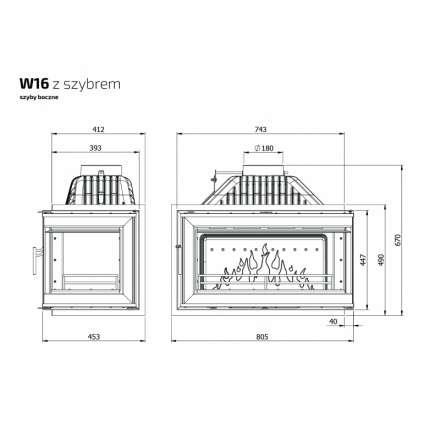 Каминная топка Kawmet W16PB 14,7 кВт в Орше