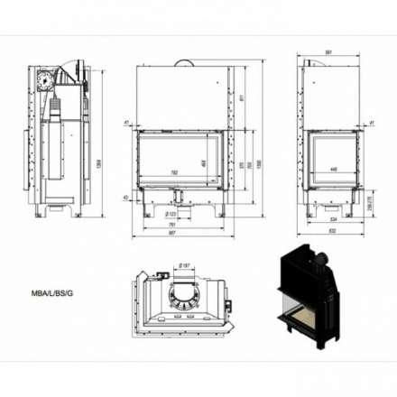 Каминная топка Kratki MBA/L/BS/G в Орше