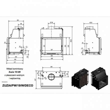 Каминная топка Kratki Zuzia/PW/19/W/DECO в Орше