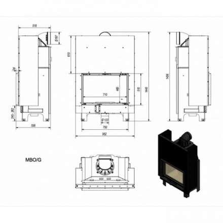 Каминная топка Kratki MBO/G в Орше