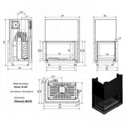 Каминная топка Kratki Oliwia/L/BS/G в Орше