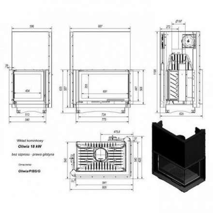 Каминная топка Kratki Oliwia/P/BS/G в Орше