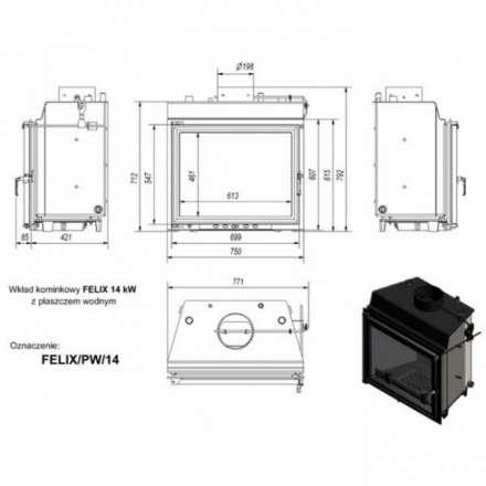 Каминная топка Kratki Felix/PW/14/W в Орше