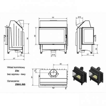 Каминная топка Kratki Zibi/L/BS (угловое стекло слева) в Орше