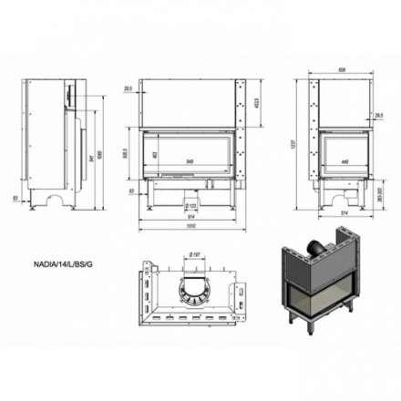Каминная топка Kratki NADIA/14/L/BS/G в Орше