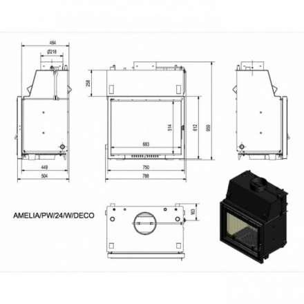 Каминная топка Kratki Amelia/PW/24/W/DECO (змеевик) в Орше