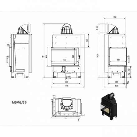 Каминная топка Kratki MBM/L/BS в Орше