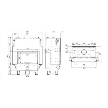 Каминная топка Defro Home RIVA ME G SHORT с водяным контуром и подъемом стекла вверх в Орше