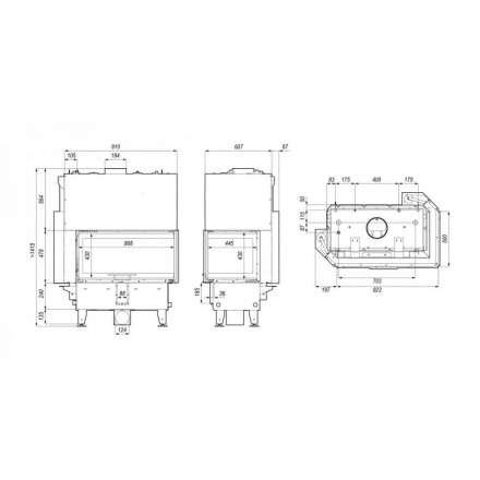 Каминная топка DEFRO HOME RIVA ME BL G SHORT угловая с водяным контуром и подъемом стекла вверх в Орше