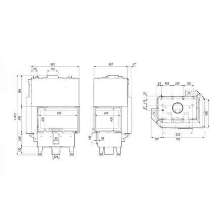 Каминная топка DEFRO HOME RIVA SM BL G SHORT угловая с водяным контуром и подъемом стекла вверх в Орше