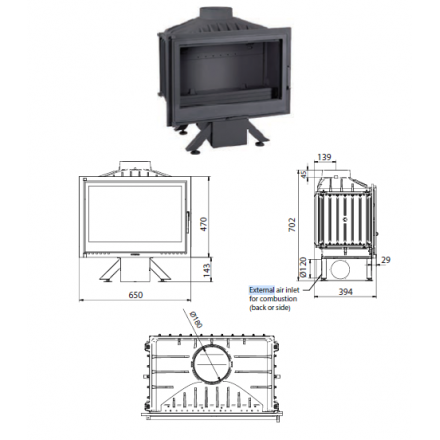 Каминная топка Ferguss FG17 с подводом воздуха извне и шибером в Орше
