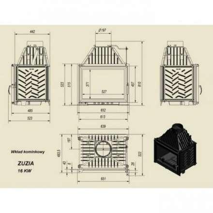 Каминная топка Kratki Zuzia/GLASS (двойное стекло) в Орше