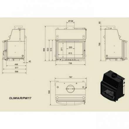 Каминная топка Kratki Oliwia/R/PW/17 в Орше