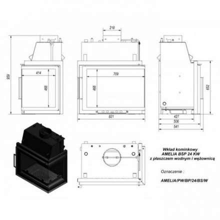 Каминная топка Kratki Amelia/PW/BP/24/BS/W в Орше