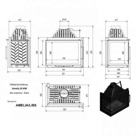 Каминная топка Kratki Amelia/L/BS в Орше