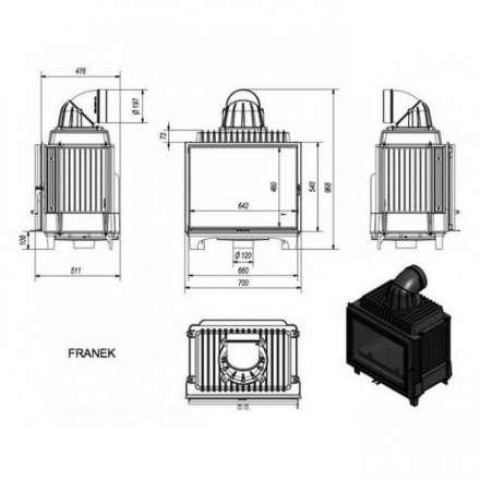 Каминная топка Kratki FRANEK/12 в Орше