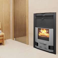 Отопительная печь со стеклом Теплодар Сиеста 30 фото в интерьере в Орше