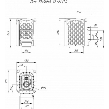 Печь для бани Теплодар Былина-12 ЧУ (1.1) в Орше